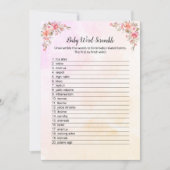 象の赤ちゃんのシャワー ベイビー ワード スクランブル ゲーム カード (正面)