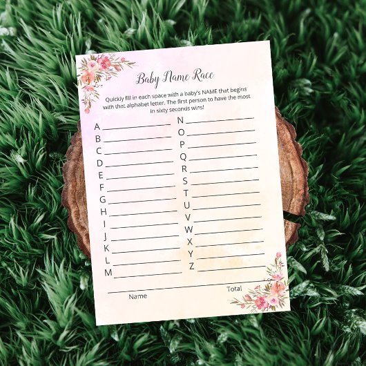 象の赤ちゃんの名前レース シャワー ゲーム カード