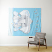 象の赤ちゃんの男の子のシャワー背景 タペストリー (インサイチュ(横))