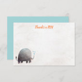 象の赤ちゃんシャワーありがとうノートカード サンキューカード (正面/裏面)