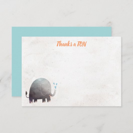 象の赤ちゃんシャワーありがとうノートカード サンキューカード (正面/裏面)