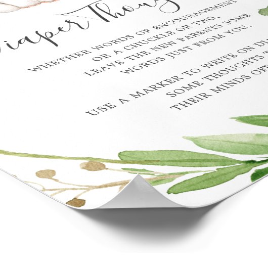 象の赤ちゃんシャワーおむつ思考のサイン ポスター (角)