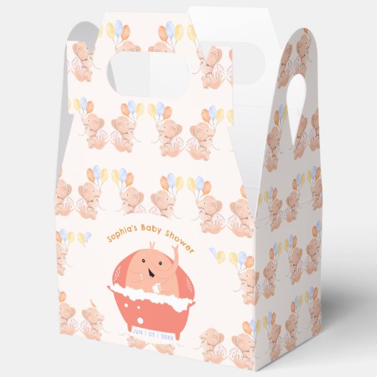 象の赤ちゃんシャワーお願いボックス フェイバーボックス (見開き)