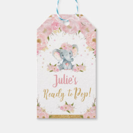 象の赤ちゃんシャワーがギフトポップ・アートのラベルを気に入る ギフトタグ