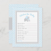 象の赤ちゃんシャワーがブルーグレーでベビーを願う アドバイスカード (正面/裏面)
