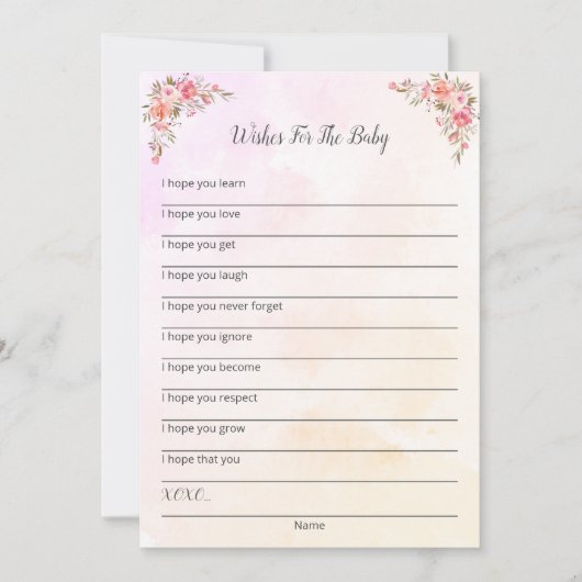 象の赤ちゃんシャワーがベビーカードを願う 招待状 (正面)