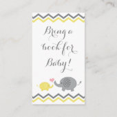 象の赤ちゃんシャワーが本の付属品をもたらす |黄色 エンクロージャーカード (裏面)