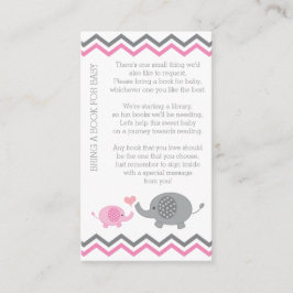 象の赤ちゃんシャワーが本をもたらす挿入ピンクの女の子 エンクロージャーカード