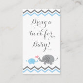 象の赤ちゃんシャワーが本を持って来るInsert Blue Boy エンクロージャーカード (裏面)