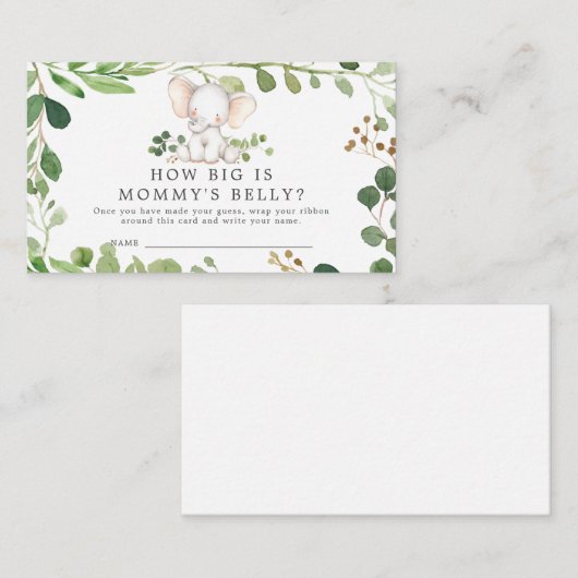 象の赤ちゃんシャワーどのように大きいママのベリーカード エンクロージャーカード (正面/裏面)
