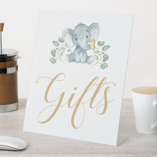 象の赤ちゃんシャワーのギフトサイン 台座サイン (インサイチュ)
