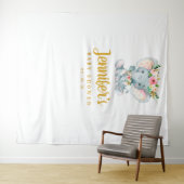 象の赤ちゃんシャワーの背景、フォトブースのプロップ タペストリー (インサイチュ(横))