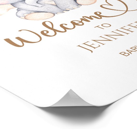 象の赤ちゃんシャワーへようこそ ポスター (角)