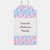 象の赤ちゃんシャワーまたはジェンダーの表示 ギフトタグ (裏面)