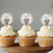 象の赤ちゃんシャワーカウボーイハットボホワイルドフラワー ラウンドシール