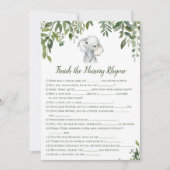 象の赤ちゃんシャワーゲーム5x7サイズに応答 招待状 (正面)