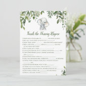 象の赤ちゃんシャワーゲーム5x7サイズに応答 招待状 (スタンド正面)