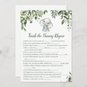 象の赤ちゃんシャワーゲーム5x7サイズに応答 招待状 (正面/裏面)