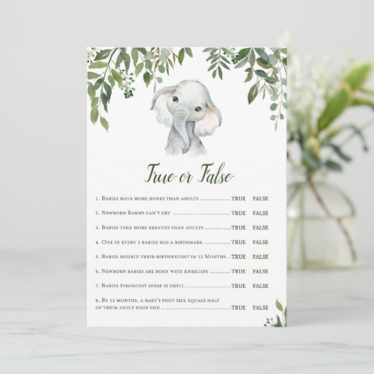 象の赤ちゃんシャワーゲーム5x7サイズに応答 招待状 (スタンド正面)