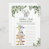 象の赤ちゃんシャワーゲーム5x7サイズに応答 招待状 (正面/裏面)