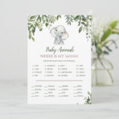 象の赤ちゃんシャワーゲーム（解答付き）5x7サイズ 招待状 (スタンド正面)