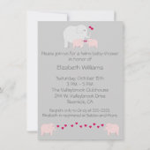 象の赤ちゃんシャワーツインガールズ 招待状 (裏面)