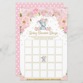 象の赤ちゃんシャワービンゴゲーム活動赤ちゃん女の子 (正面/裏面)