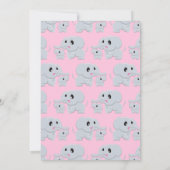 象の赤ちゃんシャワーピンクの少女 招待状 (裏面)