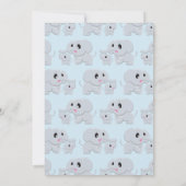 象の赤ちゃんシャワーブルーボーイ 招待状 (裏面)