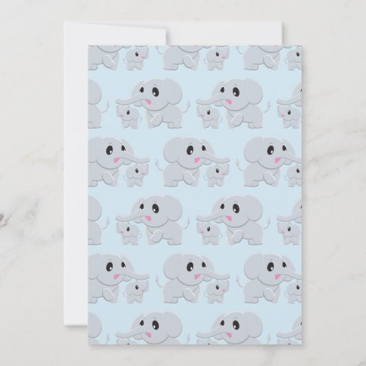 象の赤ちゃんシャワーブルーボーイ 招待状 (裏面)