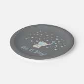 象の赤ちゃんシャワープレート、それは男の子のプレート ペーパープレート (アングル)