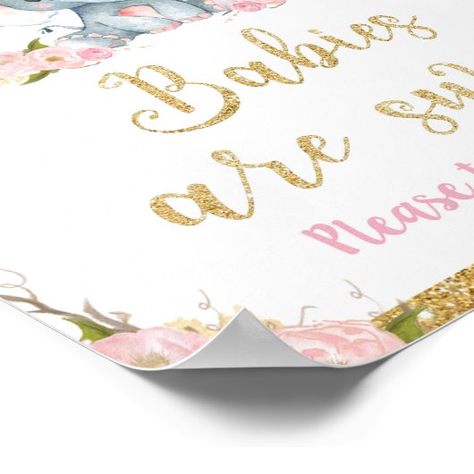 象の赤ちゃんシャワーベビーは甘いトリートサインである ポスター (角)