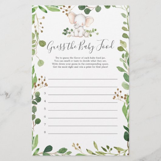 象の赤ちゃんシャワーベビー食品を推測 (正面)