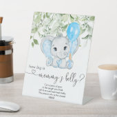 象の赤ちゃんシャワーボーイどのように大きいかママの腹 台座サイン (インサイチュ)