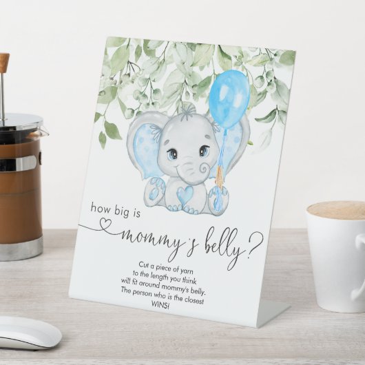 象の赤ちゃんシャワーボーイどのように大きいかママの腹 台座サイン (インサイチュ)