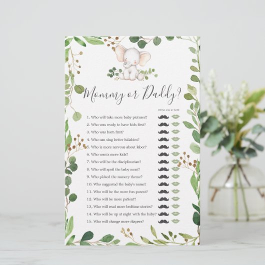 象の赤ちゃんシャワーママまたはパパのゲーム (スタンド正面)