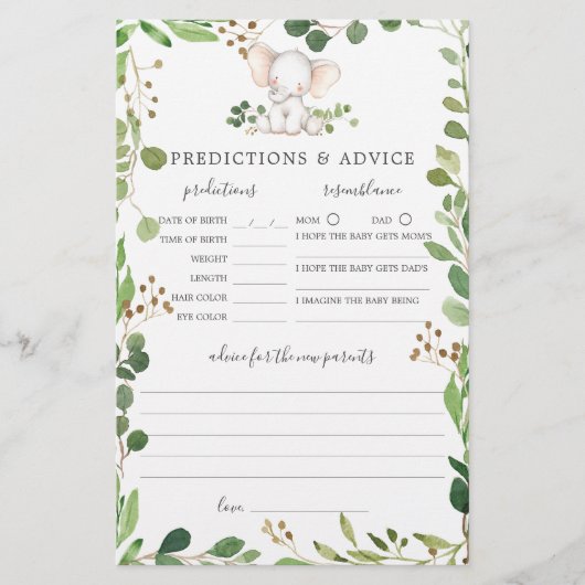 象の赤ちゃんシャワー予測とアドバイス (正面)