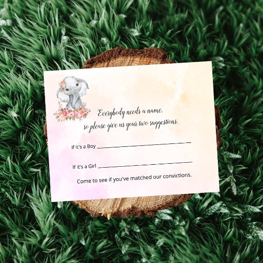 象の赤ちゃんシャワー名候補ゲーム エンクロージャーカード