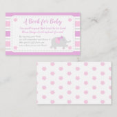 象の赤ちゃんシャワー女の子が本を持ってくる | ピンク エンクロージャーカード (正面/裏面)