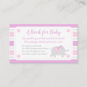 象の赤ちゃんシャワー女の子が本を持ってくる | ピンク エンクロージャーカード (正面)