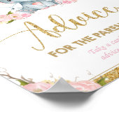 象の赤ちゃんシャワー女の子アドバイス ポスター (角)