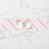 象の赤ちゃんシャワー女の子ピンクの水ボトルラベル ペットボトルラベル (シングルラベル)