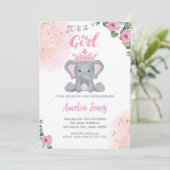 象の赤ちゃんシャワー女の子 招待状 (スタンド正面)