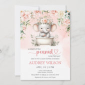 象の赤ちゃんシャワー小さなピーナッツを途中で 招待状 (正面)