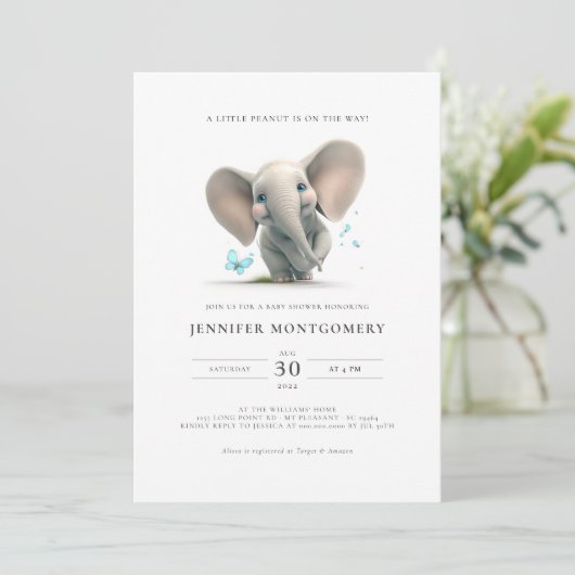 象の赤ちゃんシャワー少しピーナッツを途中で 招待状 (スタンド正面)