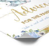 象の赤ちゃんシャワー少年アドバイスが親のために ポスター (角)