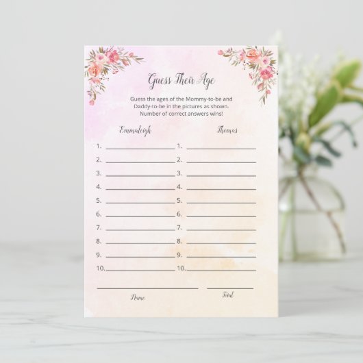 象の赤ちゃんシャワー彼らの年齢ゲームカードを推測 招待状 (スタンド正面)