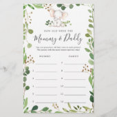 象の赤ちゃんシャワー彼らはゲームカードを何歳だった (正面)