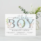 象の赤ちゃんシャワー招待状for a boy 招待状 (スタンド正面)