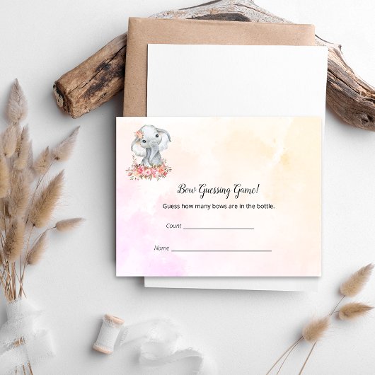 象の赤ちゃんシャワー推測数ゲーム エンクロージャーカード